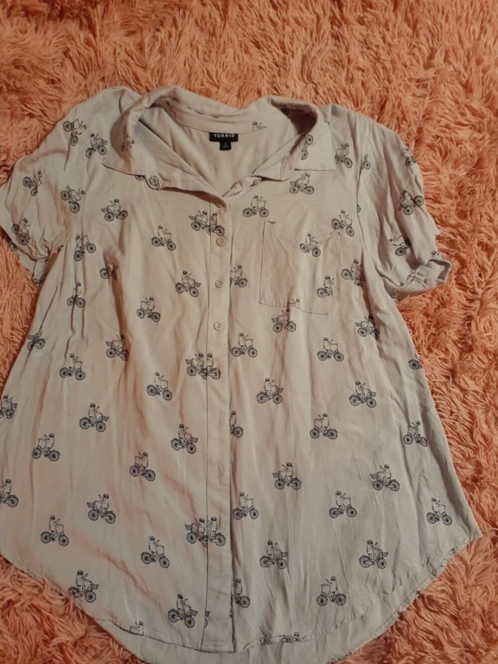 TORRID Sloth on Bikes Blouse